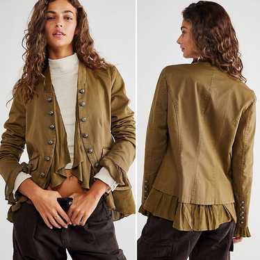 Free People Romance Ruffle Military Jacket Women … - image 1