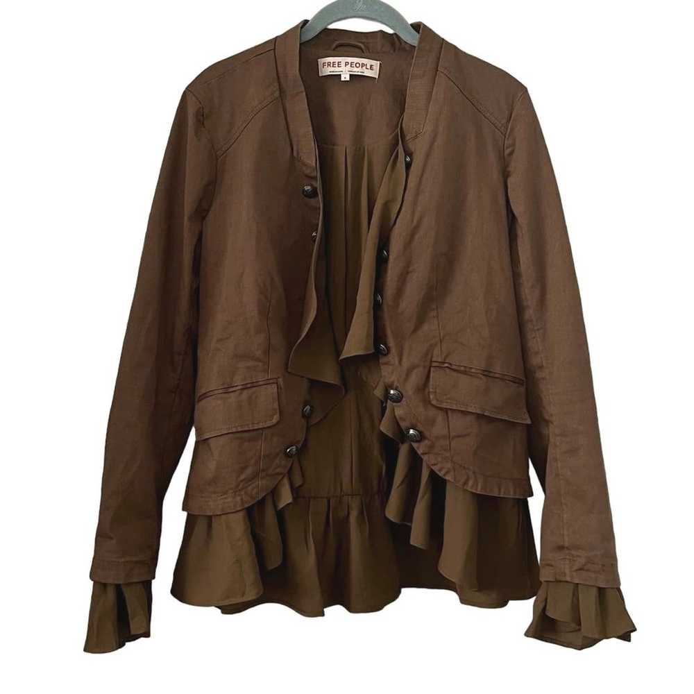 Free People Romance Ruffle Military Jacket Women … - image 2