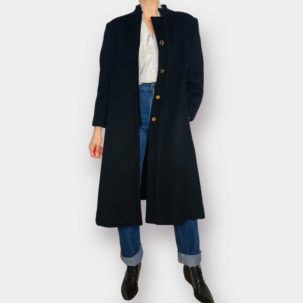 90s Harve Bernard Black Wool Overcoat - image 1