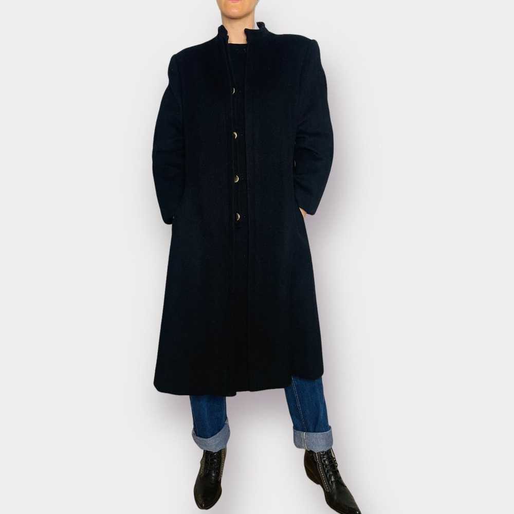 90s Harve Bernard Black Wool Overcoat - image 2