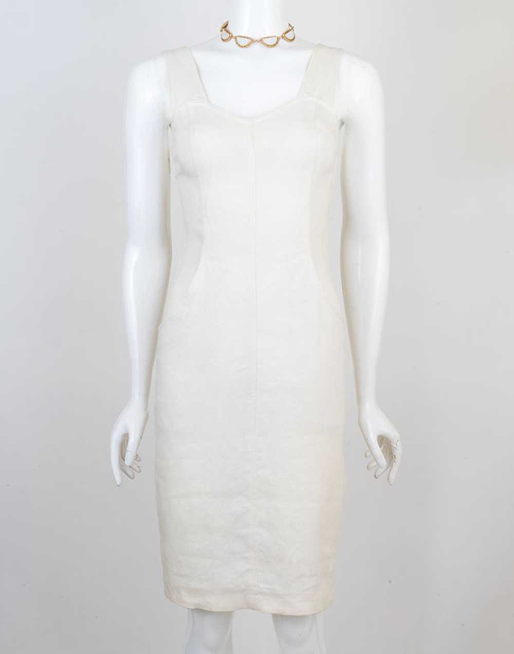 1980s Vintage Linen Sheath Dress - image 1