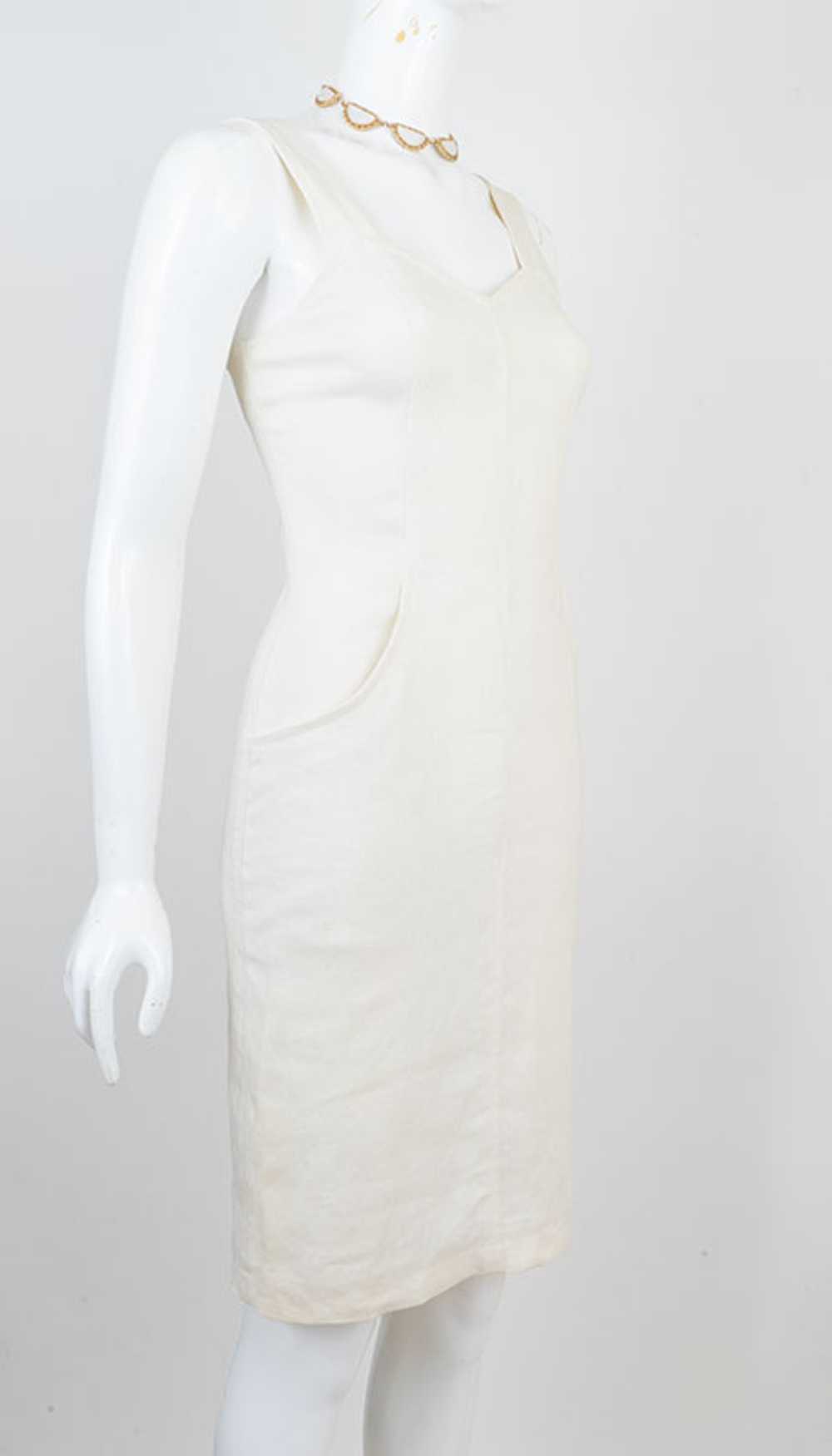 1980s Vintage Linen Sheath Dress - image 2