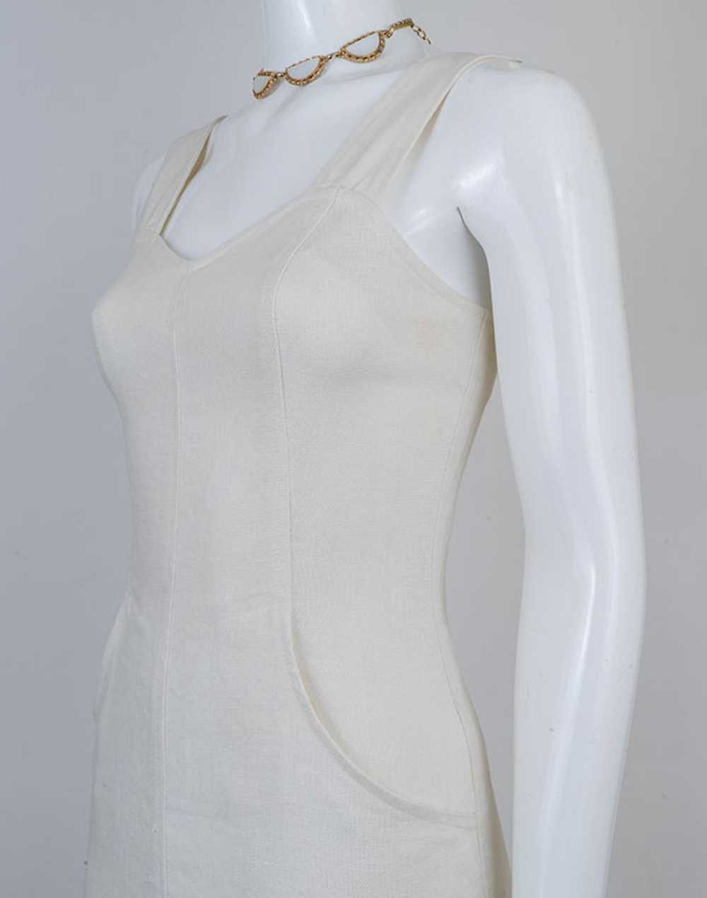 1980s Vintage Linen Sheath Dress - image 3