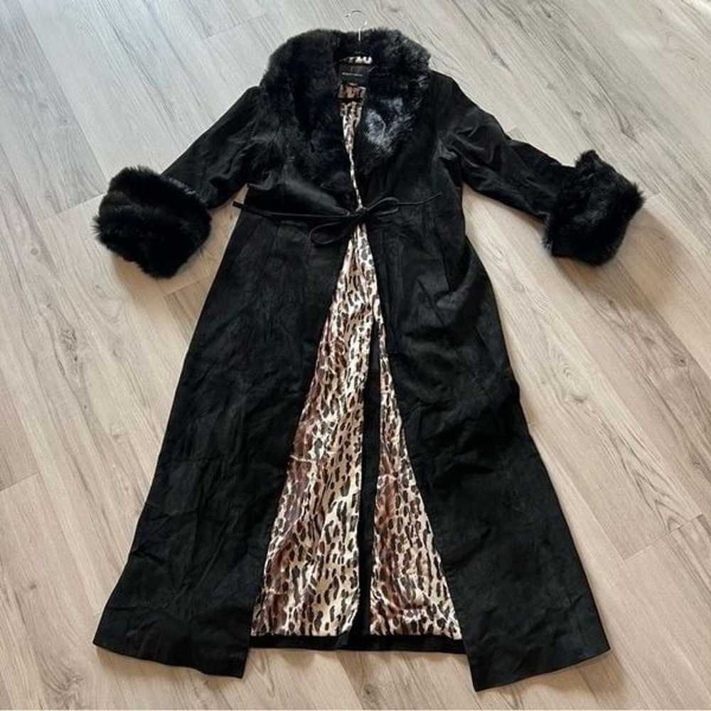 Moda International vintage y2k black suede coat w… - image 1