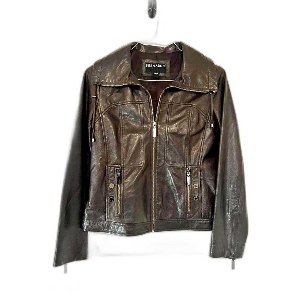 New Bernardo Chocolate Brown Leather Jacket, Small - image 1