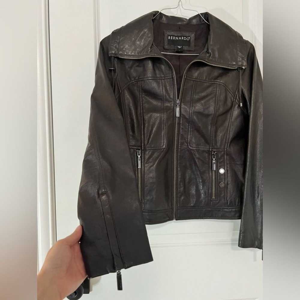 New Bernardo Chocolate Brown Leather Jacket, Small - image 2