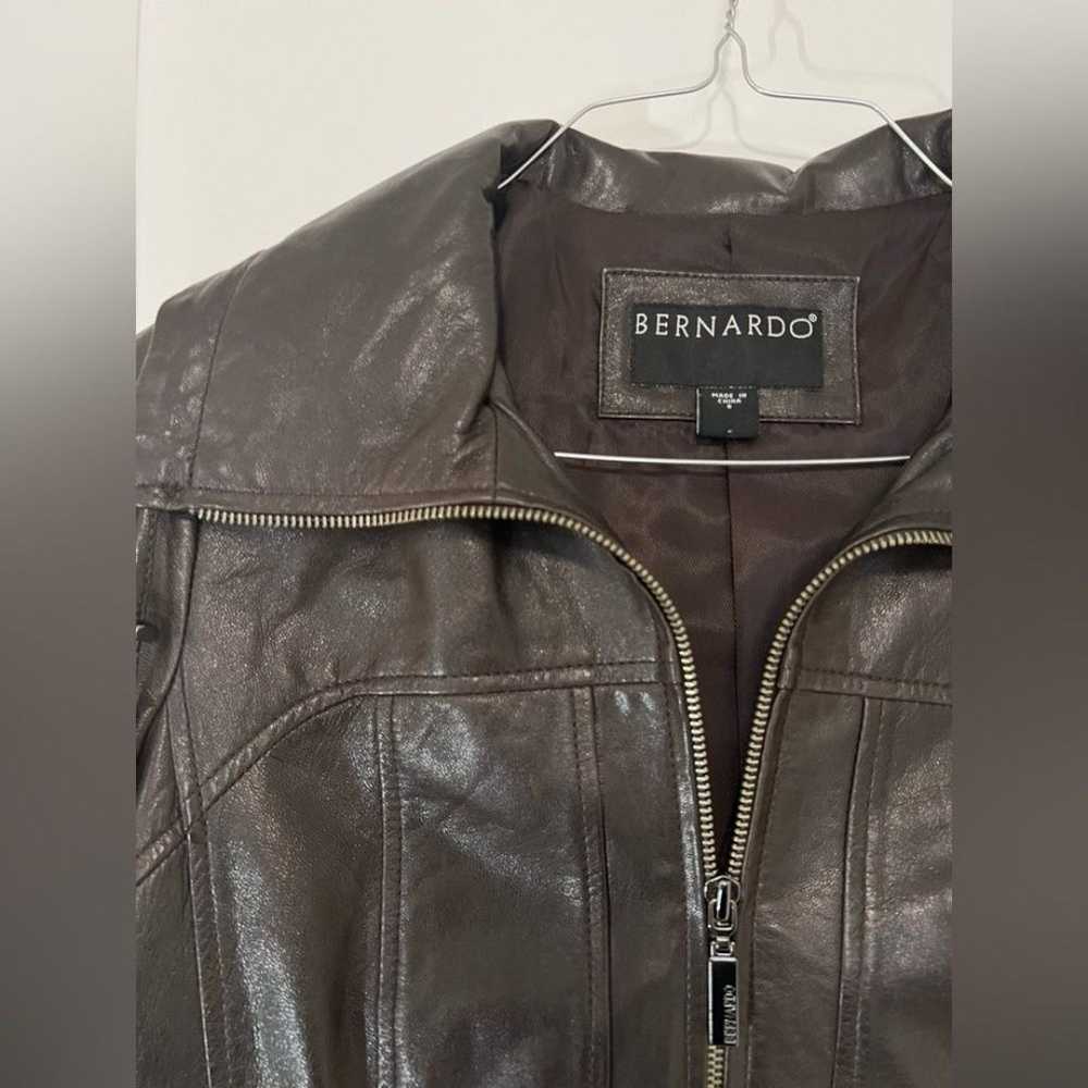 New Bernardo Chocolate Brown Leather Jacket, Small - image 3
