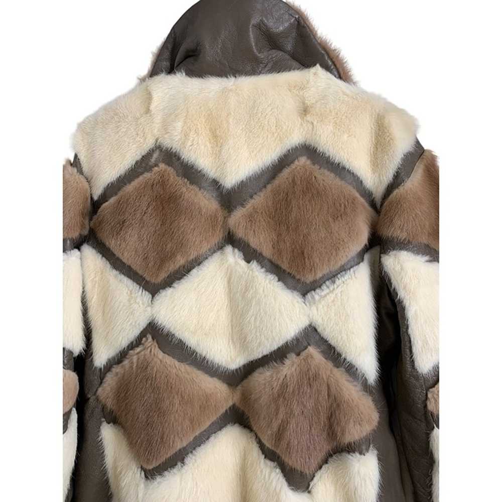 Womens VTG 70s Mink Fur Diamond Patchwork Coat on… - image 11
