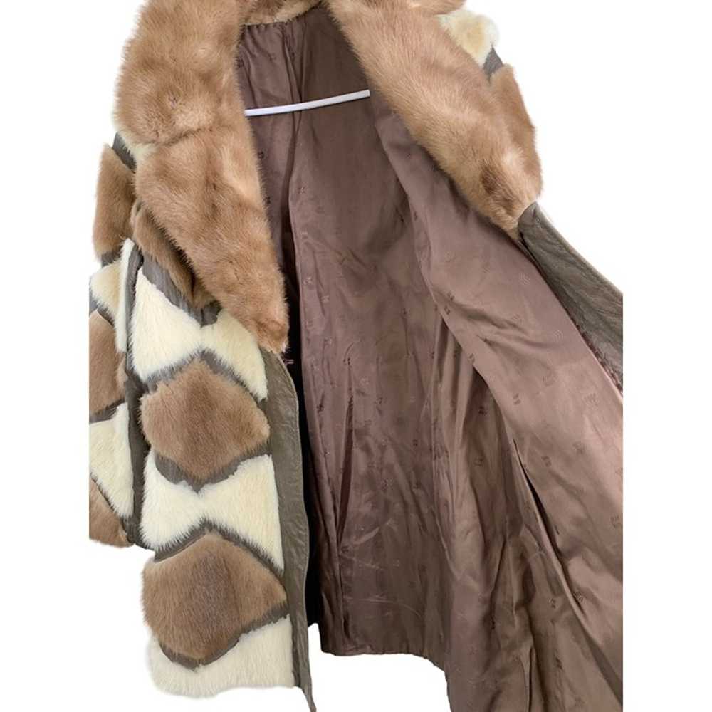 Womens VTG 70s Mink Fur Diamond Patchwork Coat on… - image 8