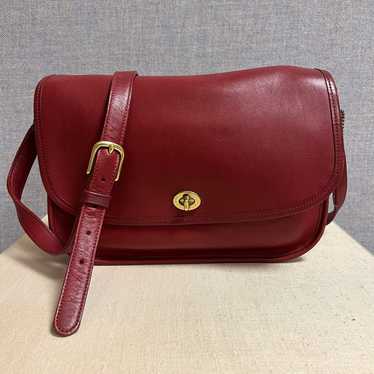 Vintage Coach City Bag Red Leather Shoulder Bag 97