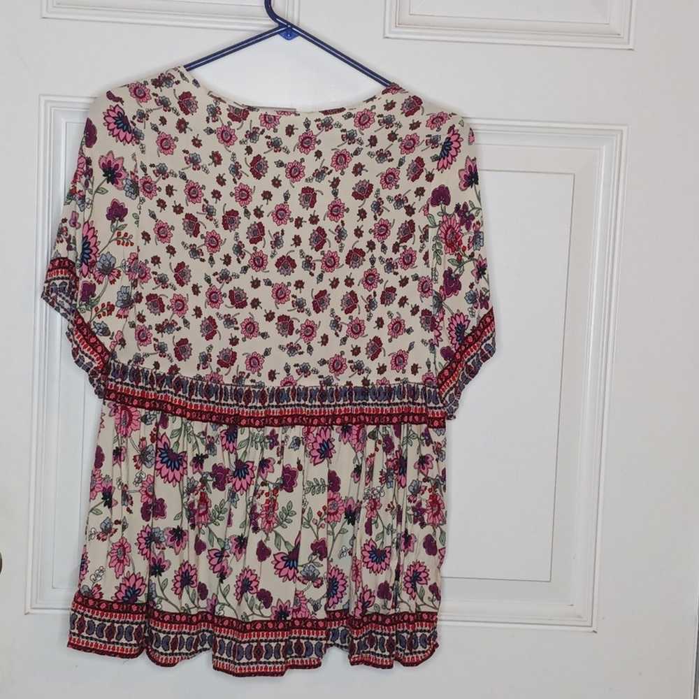 Raga Hiroka Boho Floral Tie Front Blouse - image 6