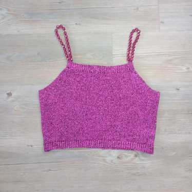 Vintage Sparkly Beaded Purple Mesh Rave Top