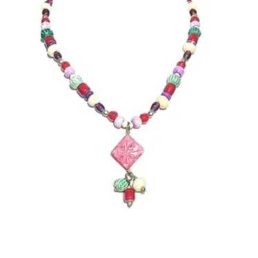Vintage Artistic Multicolor Mix Beaded Necklace - image 1