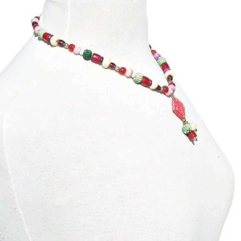 Vintage Artistic Multicolor Mix Beaded Necklace - image 4