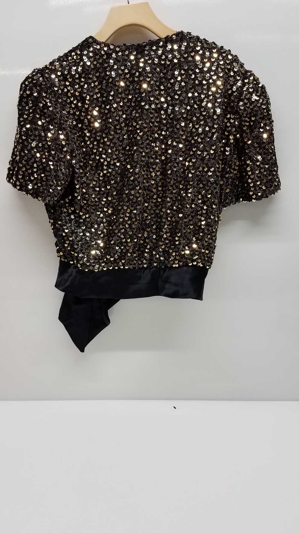 Norman Berg For Denise Sequin Wrap Top - M/L - image 2