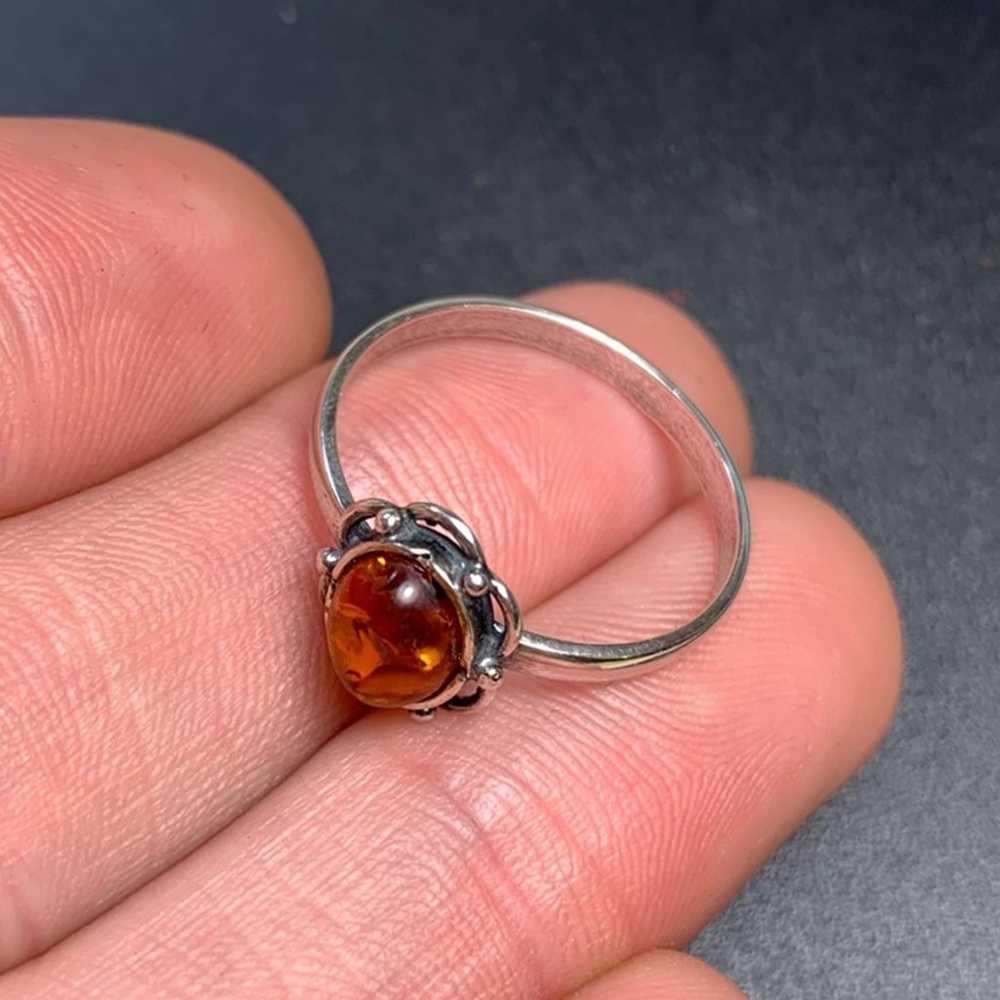 Sterling Silver 925 Amber Ring Scalloped Design S… - image 5