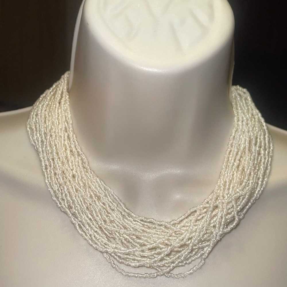 Vintage Layered White Beaded Necklace. - image 2