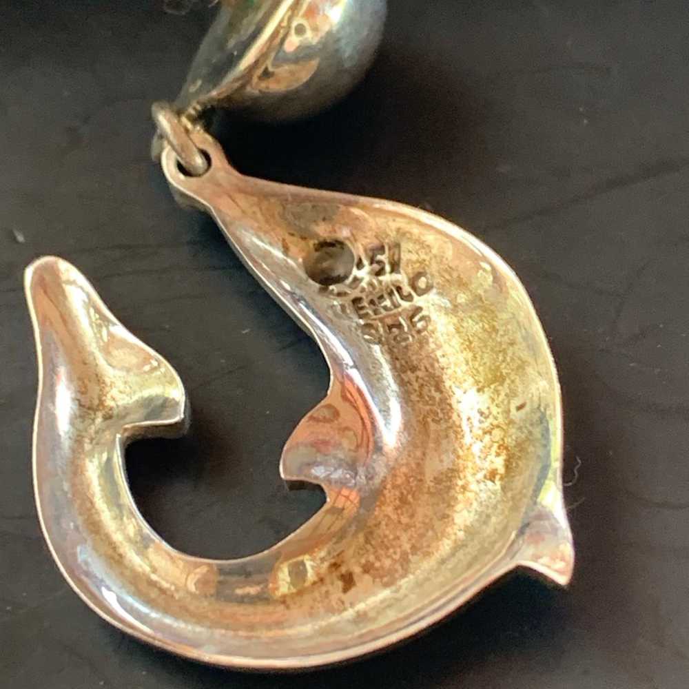 VTG Sterling Silver Dolphin Taxco Pierced Earrings - image 3