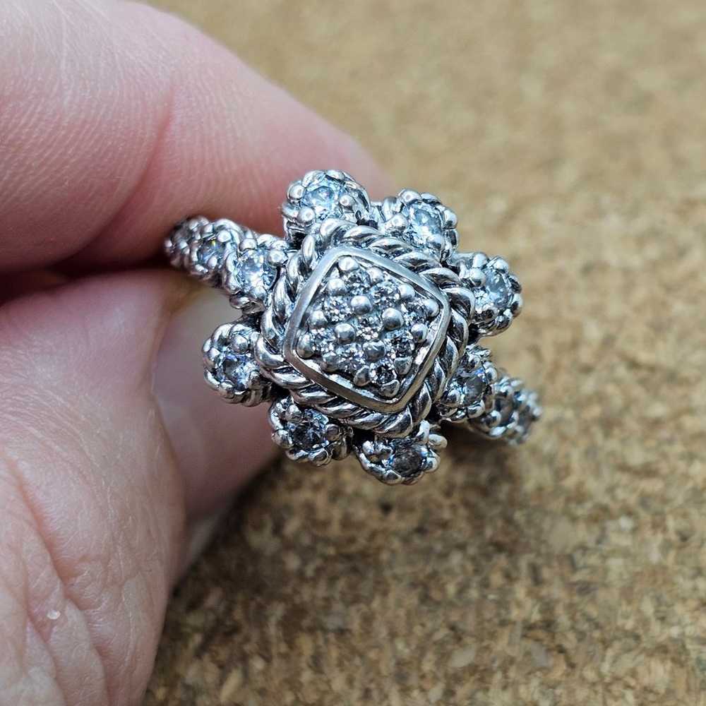 JUDITH RIPKA CLUSTER FLOWER RING SIZE 7 STERLING … - image 7