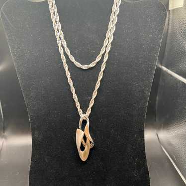 VINTAGE GIVENCHY ABSTRACT SILVER CHAIN NECKLACE - image 1