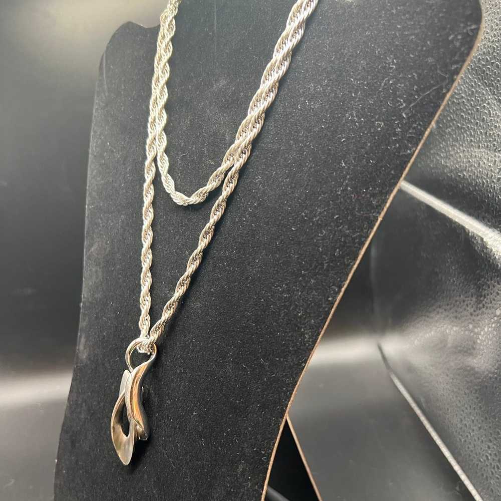 VINTAGE GIVENCHY ABSTRACT SILVER CHAIN NECKLACE - image 4