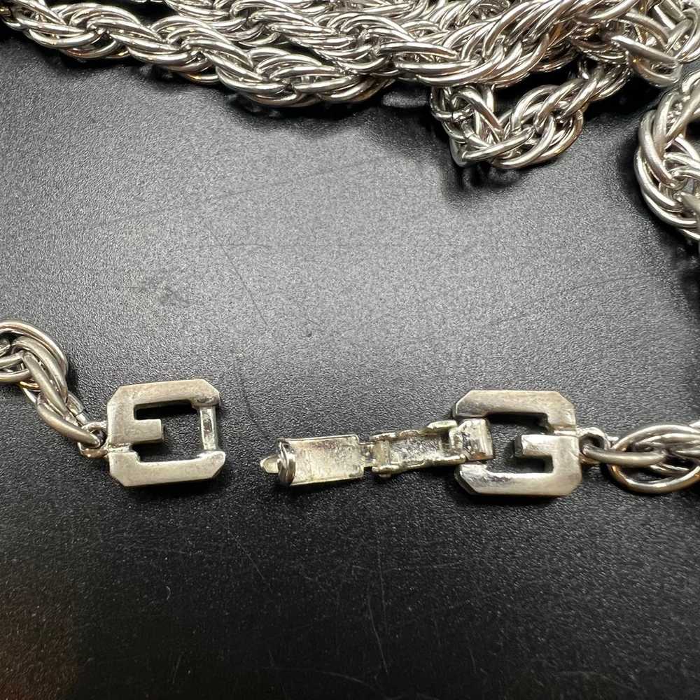 VINTAGE GIVENCHY ABSTRACT SILVER CHAIN NECKLACE - image 9