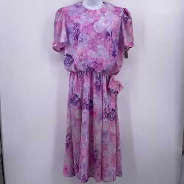 KR of NY Sz S Pastel Watercolor Floral Midi Dress… - image 1