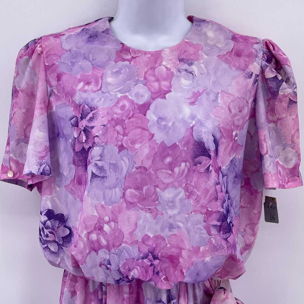 KR of NY Sz S Pastel Watercolor Floral Midi Dress… - image 3