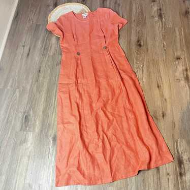 COLDWATER CREEK Vtg 100% Linen Maxi Dress