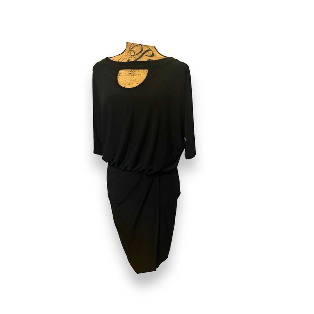 David Meister Black Elastic Waist Gathered Dress … - image 2
