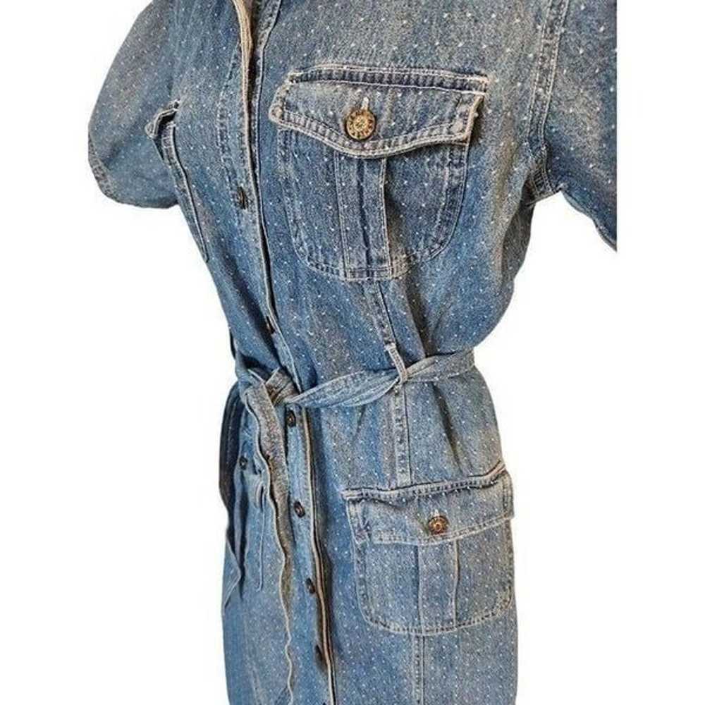Vintage 80s Jane Ashley Blue Jean Shirt Dress Siz… - image 2