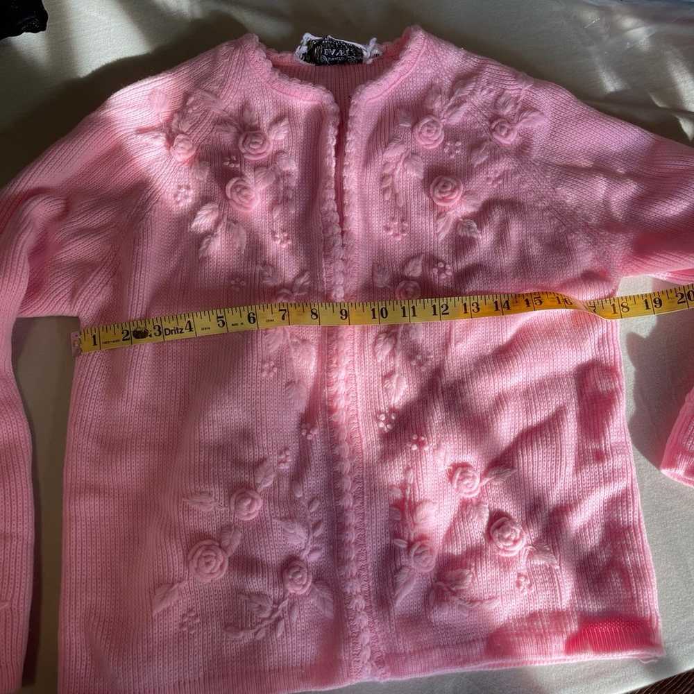 Vintage 60s Pink Floral Embroidered Cardigan - image 10