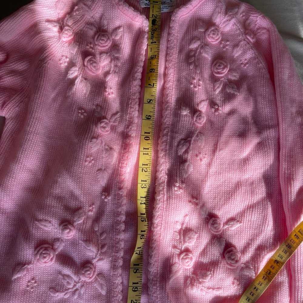 Vintage 60s Pink Floral Embroidered Cardigan - image 9