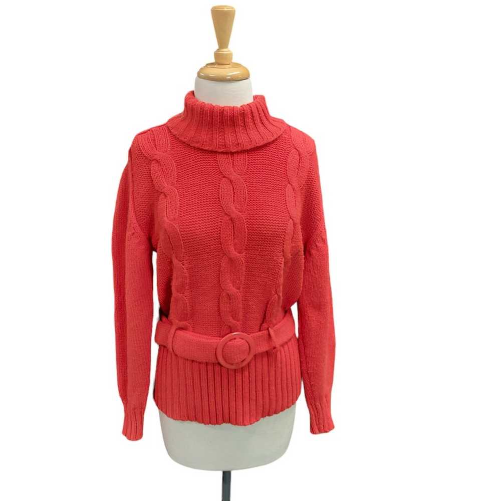 Vintage Red Hand loomed  Cable Knit Pullover Swea… - image 1