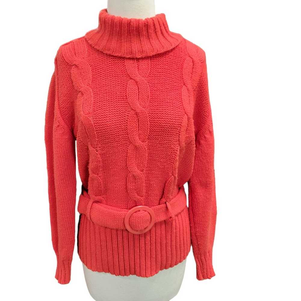 Vintage Red Hand loomed  Cable Knit Pullover Swea… - image 2