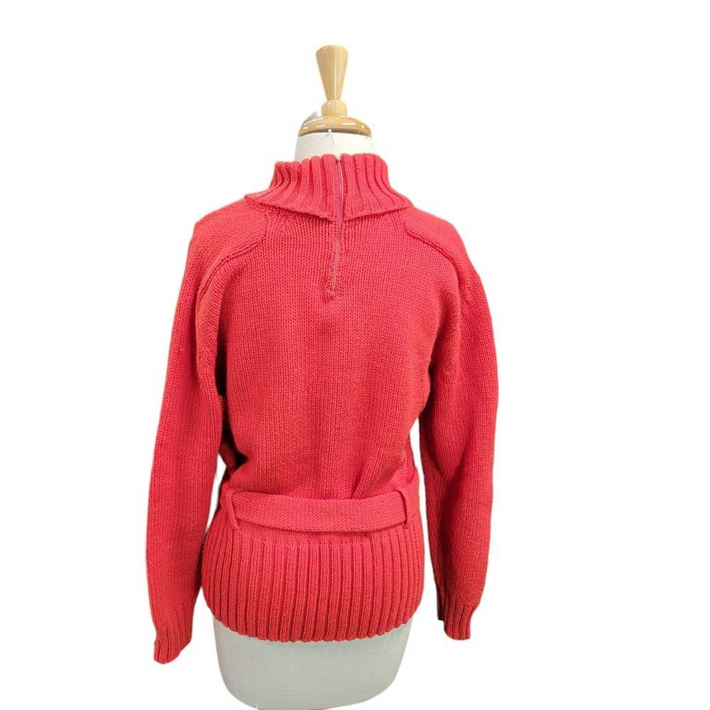 Vintage Red Hand loomed  Cable Knit Pullover Swea… - image 4