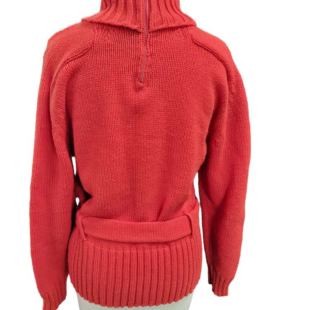 Vintage Red Hand loomed  Cable Knit Pullover Swea… - image 5