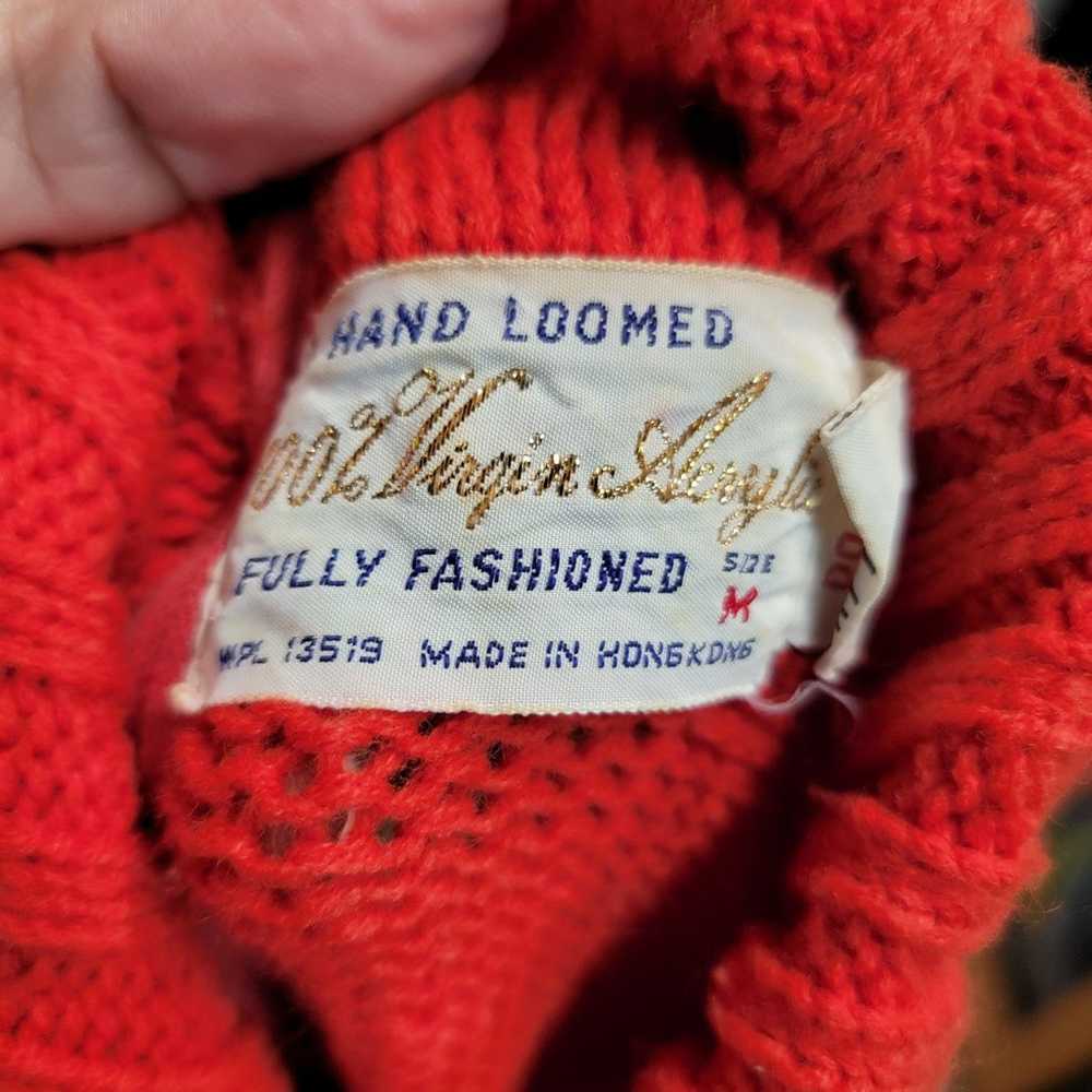 Vintage Red Hand loomed  Cable Knit Pullover Swea… - image 6