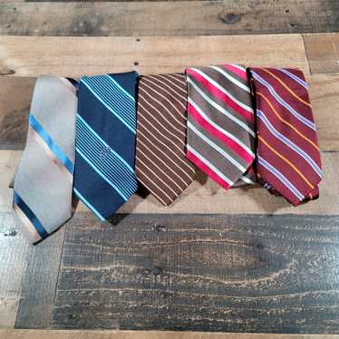 Lot of 5 Striped Mens Suit/ Dress Neck Tie