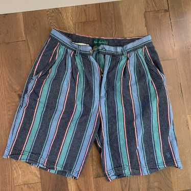 Vintage Knights Of Round Table Blue Striped Short… - image 1