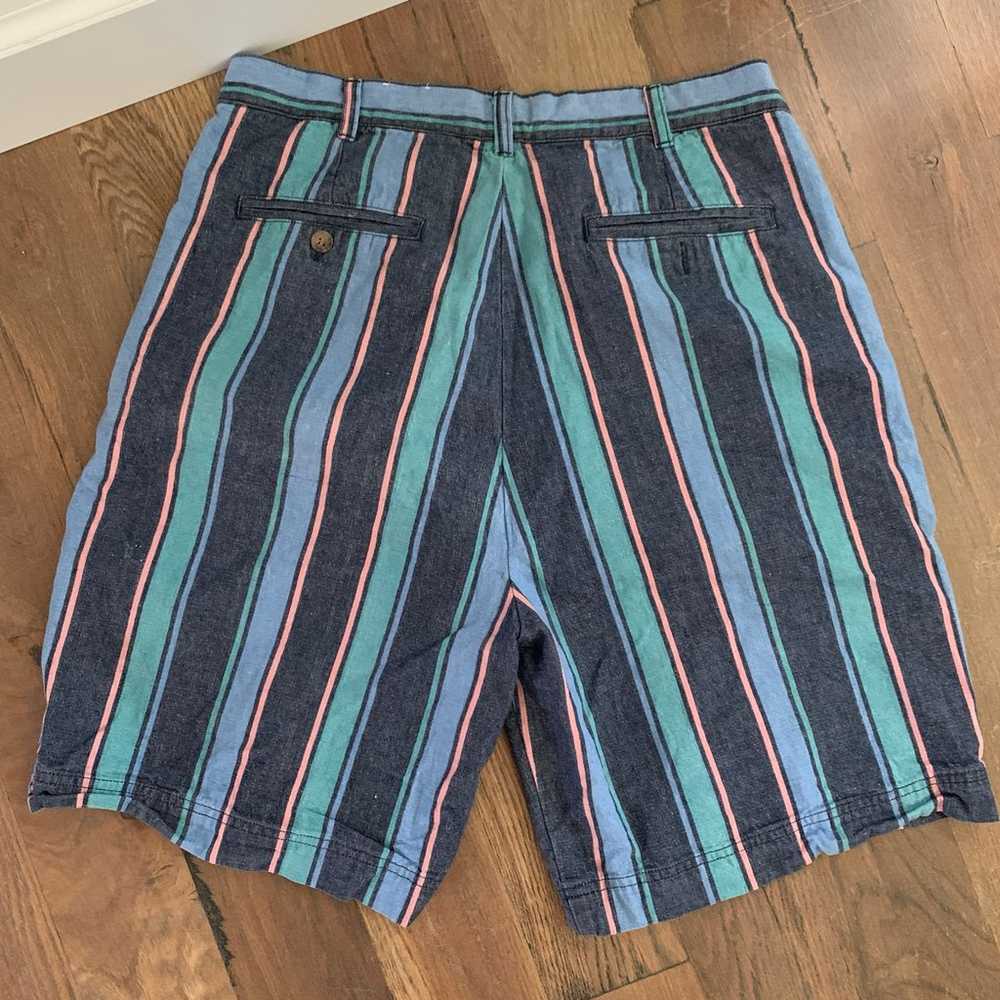 Vintage Knights Of Round Table Blue Striped Short… - image 3