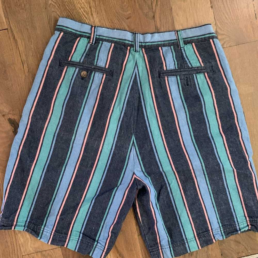 Vintage Knights Of Round Table Blue Striped Short… - image 4