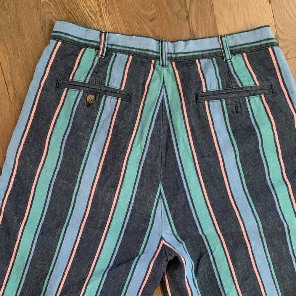 Vintage Knights Of Round Table Blue Striped Short… - image 7
