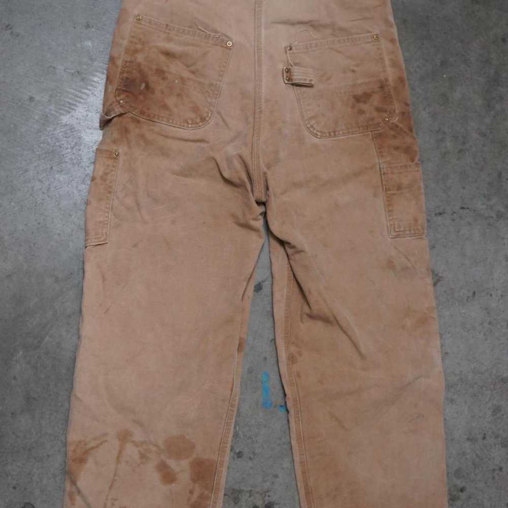 Distressed Carhartt Men's Tan and Cream Trousers - image 3