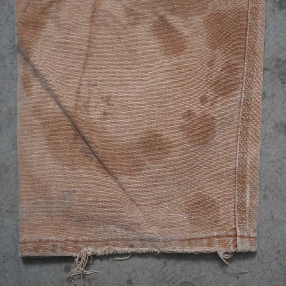 Distressed Carhartt Men's Tan and Cream Trousers - image 6