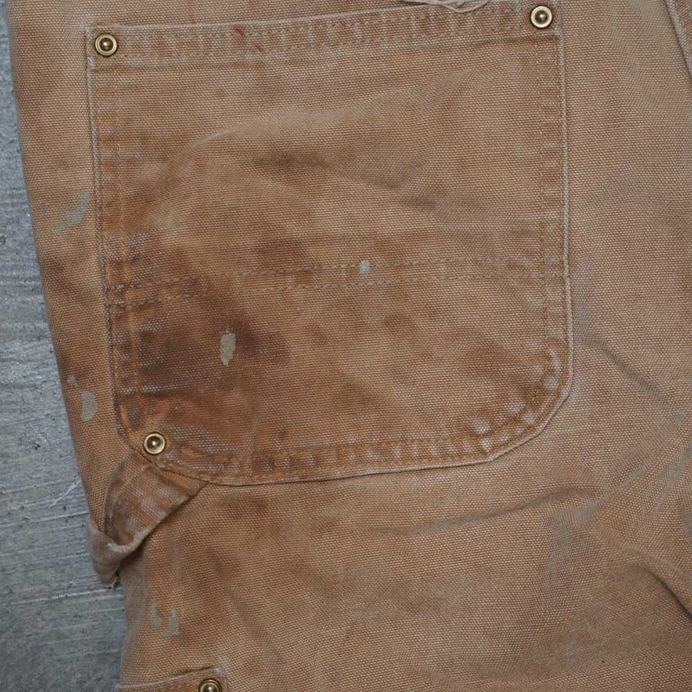 Distressed Carhartt Men's Tan and Cream Trousers - image 7