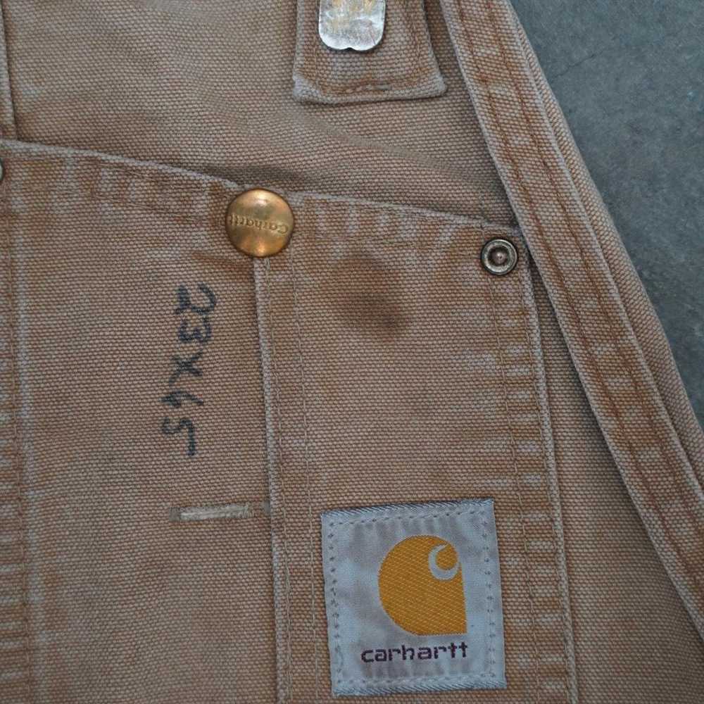 Distressed Carhartt Men's Tan and Cream Trousers - image 8