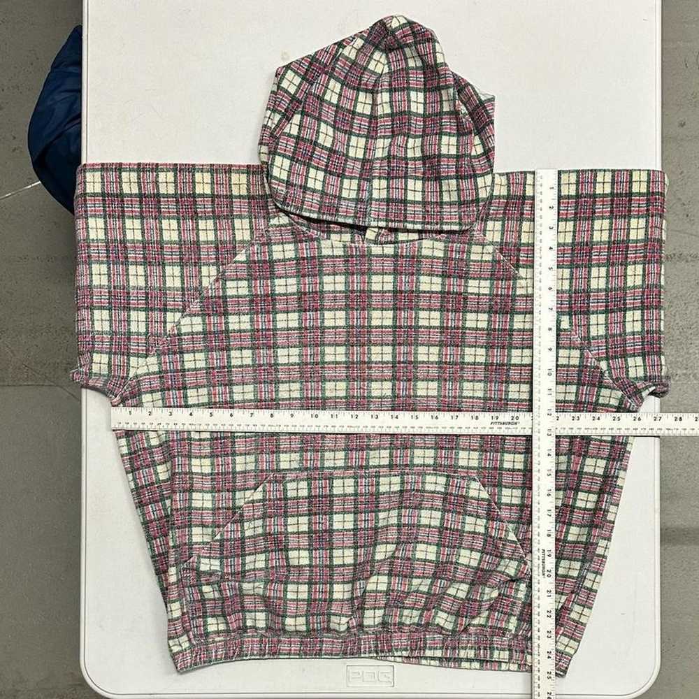 Vintage 1990s Plaid Pullover Sweatshirt Hoodie Re… - image 4