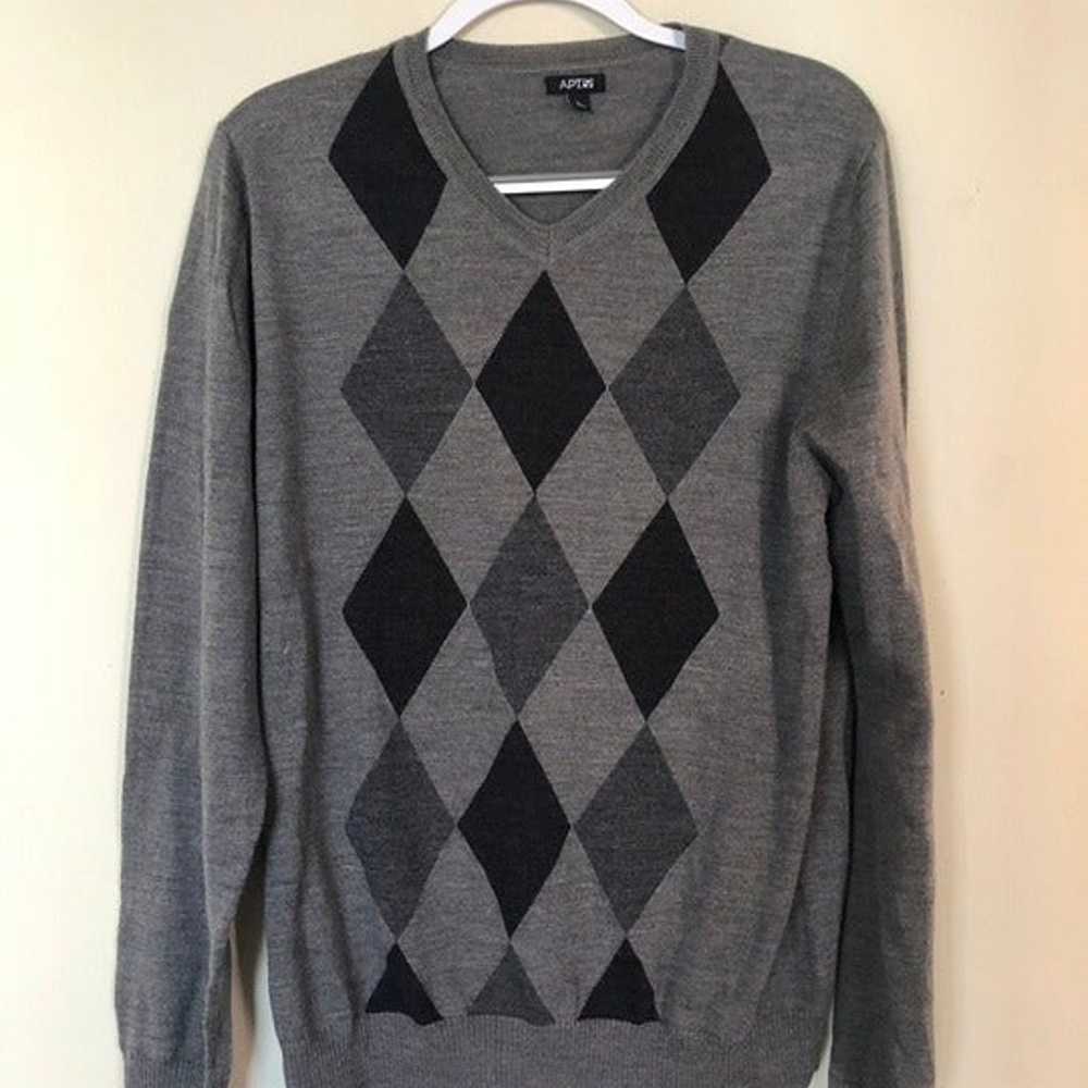 Grey and Black Argyle Sweater - image 1