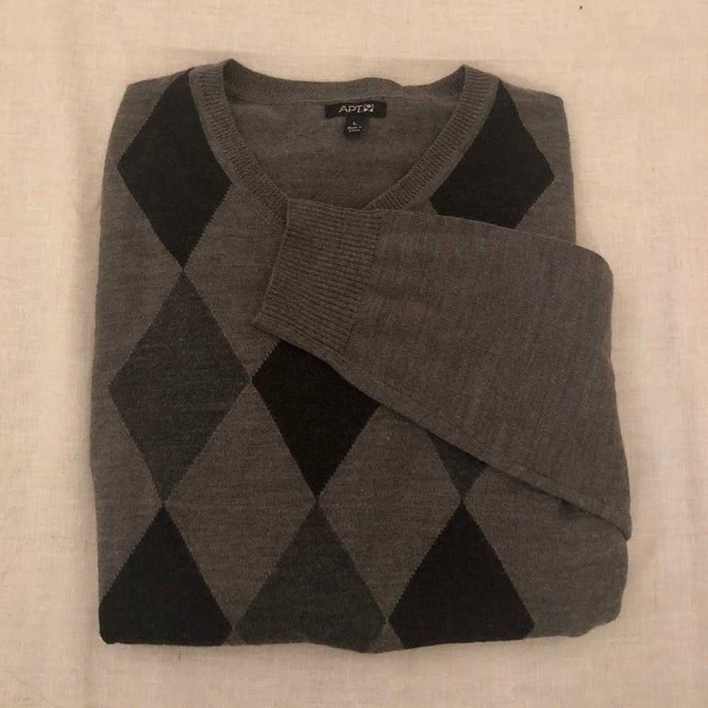 Grey and Black Argyle Sweater - image 2